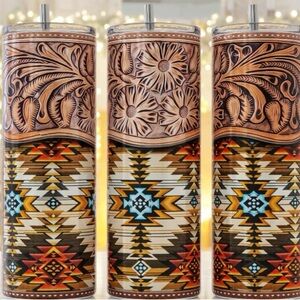 New 20oz Southwest leather look tumbler